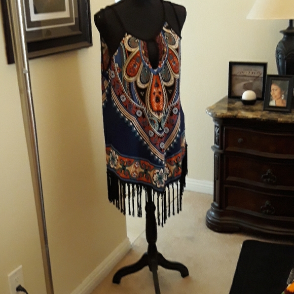 Paisley print top with fringed gem - Picture 3 of 3